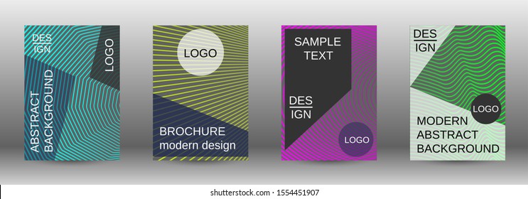 Cover design template set. Abstract cover. Positive design template. Creative backgrounds with abstract gradient linear waves to create a fashionable  banner, poster.