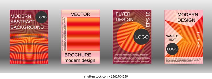 Cover design template set. Abstract cover. Positive design template. Creative backgrounds with abstract gradient linear waves to create a fashionable  banner, poster.