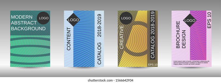Cover design template set. Abstract cover. Positive design template. Creative backgrounds with abstract gradient linear waves to create a fashionable  banner, poster.