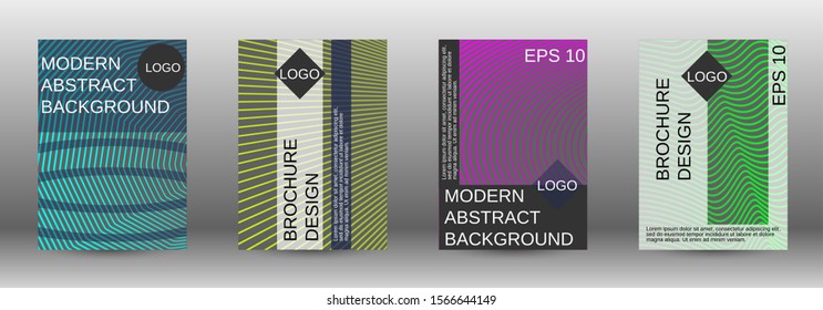 Cover design template set. Abstract cover. Positive design template. Creative backgrounds with abstract gradient linear waves to create a fashionable  banner, poster.