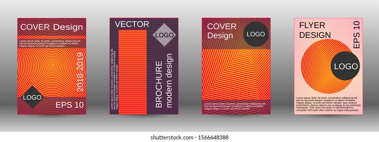 Cover design template set. Abstract cover. Positive design template. Creative backgrounds with abstract gradient linear waves to create a fashionable  banner, poster.