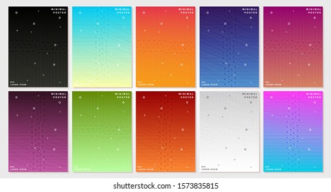 Cover design template set with abstract lines modern different color gradient style on background for decoration presentation, brochure, catalog, poster, book, magazine etc. Vector Illustration