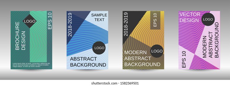 Cover design template set. Abstract cover. Positive design template. Creative backgrounds with abstract gradient linear waves to create a fashionable  banner, poster.