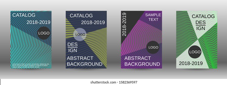 Cover design template set. Abstract cover. Positive design template. Creative backgrounds with abstract gradient linear waves to create a fashionable  banner, poster.