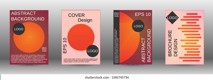 Cover design template set. Abstract cover. Positive design template. Creative backgrounds with abstract gradient linear waves to create a fashionable  banner, poster.