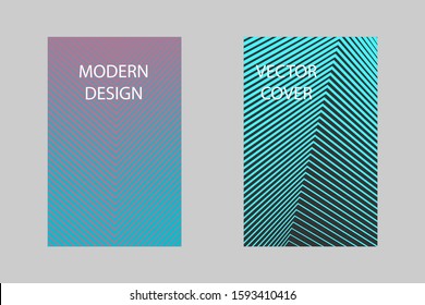 Cover design template set with abstract lines modern different color gradient style on background for decoration presentation, brochure, catalog, poster, book, magazine etc. Vector Illustration