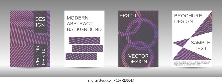Cover design template set. Abstract cover. Positive design template. Creative backgrounds with abstract gradient linear waves to create a fashionable  banner, poster.