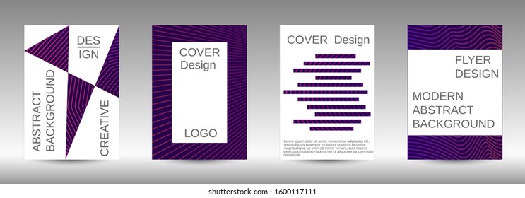 Cover design template set. Abstract cover. Positive design template. Creative backgrounds with abstract gradient linear waves to create a fashionable  banner, poster.