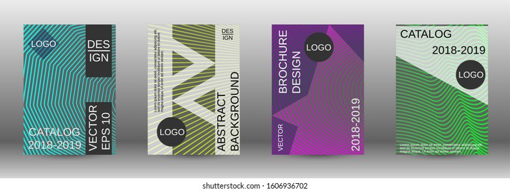 Cover design template set. Abstract cover. Positive design template. Creative backgrounds with abstract gradient linear waves to create a fashionable  banner, poster.
