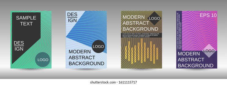 Cover design template set. Abstract cover. Positive design template. Creative backgrounds with abstract gradient linear waves to create a fashionable  banner, poster.