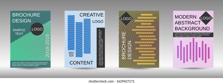 Cover design template set. Abstract cover. Positive design template. Creative backgrounds with abstract gradient linear waves to create a fashionable  banner, poster.