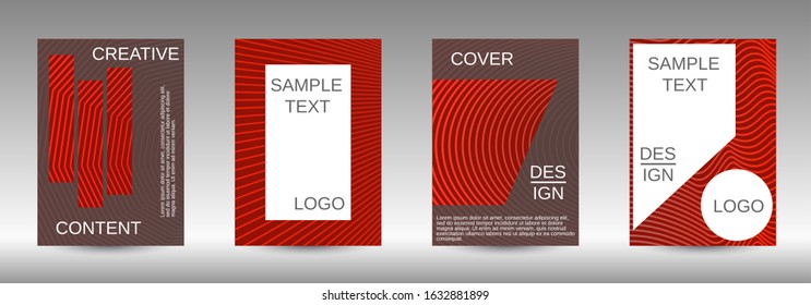Cover design template set. Abstract cover. Positive design template. Creative backgrounds with abstract gradient linear waves to create a fashionable  banner, poster.