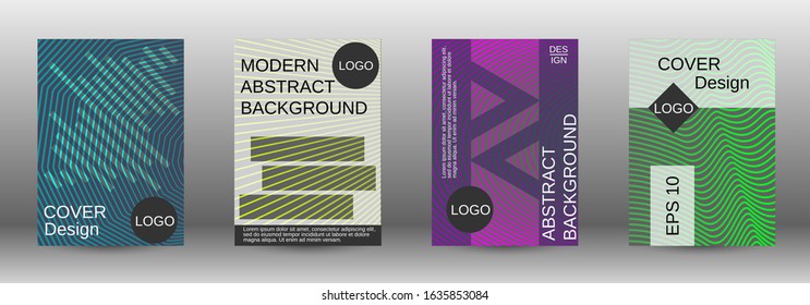 Cover design template set. Abstract cover. Positive design template. Creative backgrounds with abstract gradient linear waves to create a fashionable  banner, poster.