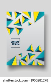 Design-Vorlage mit abstraktem Dreieck-Hintergrund abdecken. Polygonaler Geometrischer Dreiecksstil auf dem Hintergrund für Dekorationspräsentation, Broschüre, Katalog, Poster, Buch, Magazin, etc.