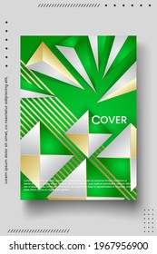 Plantilla de diseño de portada con polígonos abstractos y líneas en fondo vectorial. perfecto para la presentación de decoración, folleto, catálogo, afiche, libro, revista, etc. Ilustración vectorial