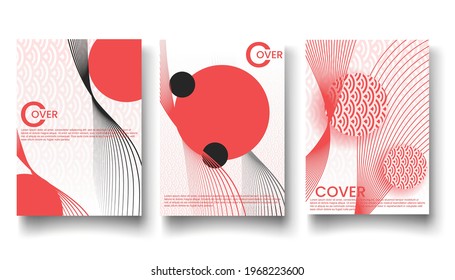 Cover design template set with abstract lines modern different color gradient style on background for decoration presentation, brochure, catalog, poster, book, magazine etc. Vector Illustration