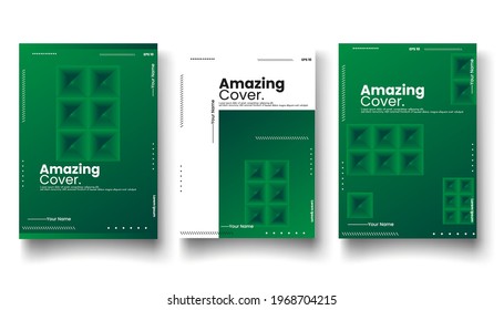 Plantilla de diseño de portada con líneas abstractas estilo moderno de gradiente de color diferente en el fondo para la presentación de decoración, folleto, catálogo, afiche, libro, revista, etc. Ilustración vectorial