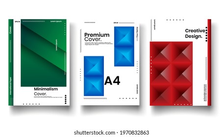 Cover design template set with abstract lines modern different color gradient style on background for decoration presentation, brochure, catalog, poster, book, magazine etc. Vector Illustration