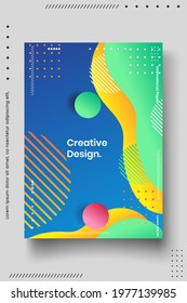 Cover design template set with abstract lines modern different color gradient style on background for decoration presentation, brochure, catalog, poster, book, magazine etc. Vector Illustration