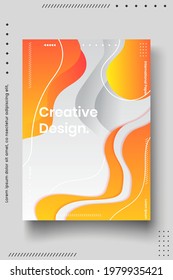 Plantilla de diseño de portada con líneas abstractas estilo moderno de gradiente de color diferente en el fondo para la presentación de decoración, folleto, catálogo, afiche, libro, revista, etc. Ilustración vectorial