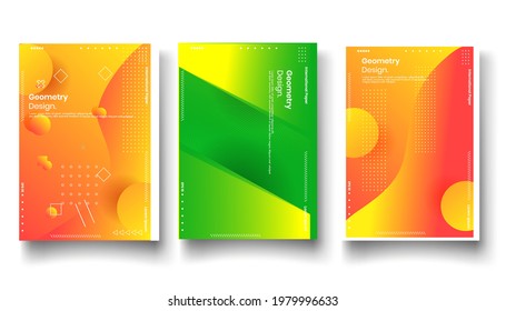 Plantilla de diseño de portada con líneas abstractas estilo moderno de gradiente de color diferente en el fondo para la presentación de decoración, folleto, catálogo, afiche, libro, revista, etc. Ilustración vectorial
