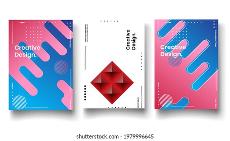 Cover design template set with abstract lines modern different color gradient style on background for decoration presentation, brochure, catalog, poster, book, magazine etc. Vector Illustration