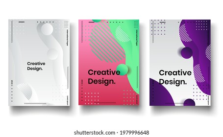Cover design template set with abstract lines modern different color gradient style on background for decoration presentation, brochure, catalog, poster, book, magazine etc. Vector Illustration