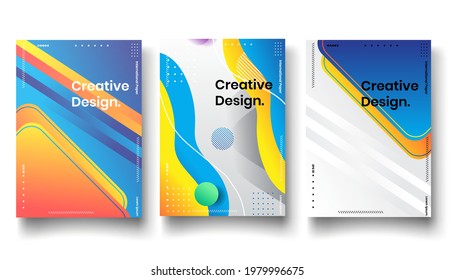 Cover-Design-Template-Set mit abstrakten Linien modernen Farbverlauf-Stil auf dem Hintergrund für Dekorations-Präsentation, Broschüre, Katalog, Poster, Buch, Magazin etc. Vektorgrafik