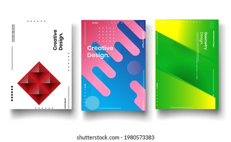 Cover design template set with abstract lines modern different color gradient style on background for decoration presentation, brochure, catalog, poster, book, magazine etc. Vector Illustration