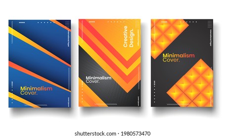 Plantilla de diseño de portada con líneas abstractas estilo moderno de gradiente de color diferente en el fondo para la presentación de decoración, folleto, catálogo, afiche, libro, revista, etc. Ilustración vectorial