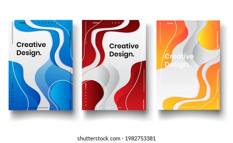 Cover design template set with abstract lines modern different color gradient style on background for decoration presentation, brochure, catalog, poster, book, magazine etc. Vector Illustration