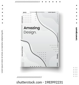 Plantilla de diseño de portada con líneas abstractas estilo moderno de gradiente de color diferente en el fondo para la presentación de decoración, folleto, catálogo, afiche, libro, revista, etc. Ilustración vectorial