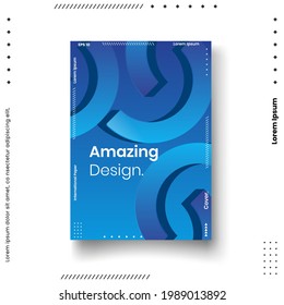 Plantilla de diseño de portada con líneas abstractas estilo moderno de gradiente de color diferente en el fondo para la presentación de decoración, folleto, catálogo, afiche, libro, revista, etc. Ilustración vectorial