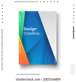 Plantilla de diseño de portada con líneas abstractas estilo moderno de gradiente de color diferente en el fondo para la presentación de decoración, folleto, catálogo, afiche, libro, revista, etc. Ilustración vectorial