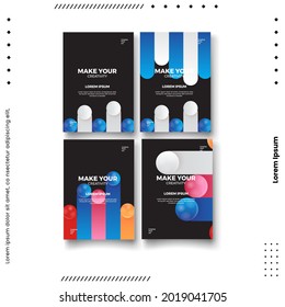 Cover design template set with abstract lines modern different color gradient style on background for decoration presentation, brochure, catalog, poster, book, magazine etc. Vector Illustration