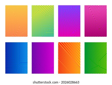 Cover design template set with abstract intersection lines different color gradient style on background for decoration presentation, brochure, catalog, poster, book, magazine etc. Vector Illustration