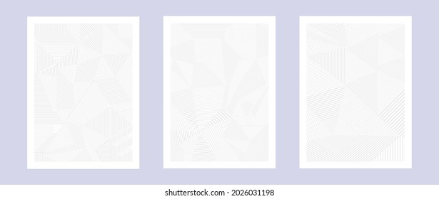 Plantilla de diseño de portada con líneas de intersección abstractas en gris claro sobre fondo blanco para presentación de decoración, folleto, catálogo, afiche, libro, revista, etc. Ilustración vectorial