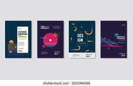 Cover design template set with abstract lines modern different color gradient style on background for decoration presentation, brochure, catalog, poster, book, magazine etc. Vector Illustration