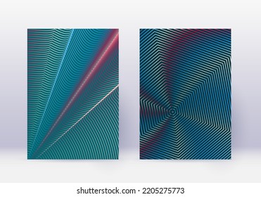 Cover Design Template Set. Abstract Lines Modern Brochure Layout. Red Vibrant Halftone Gradients On White Blue Background. Fantastic Brochure, Catalog, Poster, Book Etc.