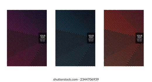 Plantilla de diseño de portada con líneas abstractas patrón de estilo de gradiente de color moderno en el fondo para la presentación de decoración, folleto, catálogo, afiche, libro, revista. Ilustración vectorial