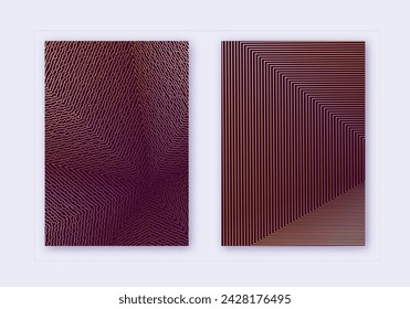 Conjunto de plantillas de diseño de portada. Diseño moderno de folletos. Oro vibrante gradientes de semitonos sobre fondo granate. Decente folleto, catálogo, cartel, libro, etc.