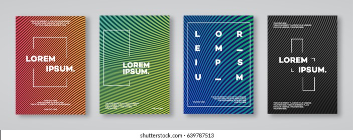 Cover design template set and abstract lines modern different color gradient style background for decoration presentation  brochure  catalog  poster  book  magazine etc  Vector Illustration