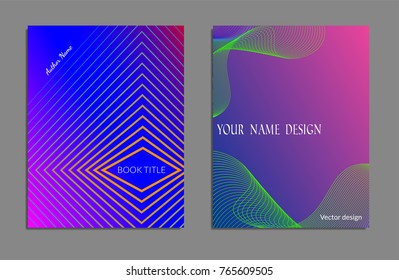 Cover design template set with abstract lines modern different color gradient style on background for decoration presentation, brochure, catalog, poster, book, magazine etc. Vector Illustration.