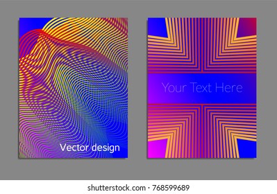 Cover design template set with abstract lines modern different color gradient style on background for decoration presentation, brochure, catalog, poster, book, magazine etc. Vector Illustration.