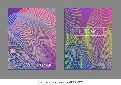 Conjunto de Plantilla de diseño de cubierta con líneas abstractas estilo moderno de gradiente de color diferente sobre fondo para presentación de decoración, folleto, catálogo, póster, libro, revista, etc. Ilustración vectorial.