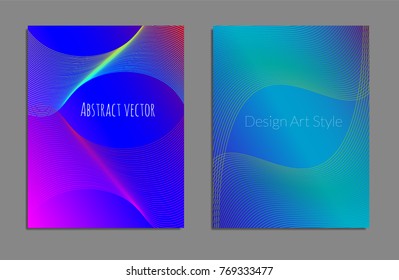 Cover design template set with abstract lines modern different color gradient style on background for decoration presentation, brochure, catalog, poster, book, magazine etc. Vector Illustration.