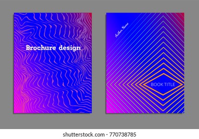 Cover design template set with abstract lines modern different color gradient style on background for decoration presentation, brochure, catalog, poster, book, magazine etc. Vector Illustration.