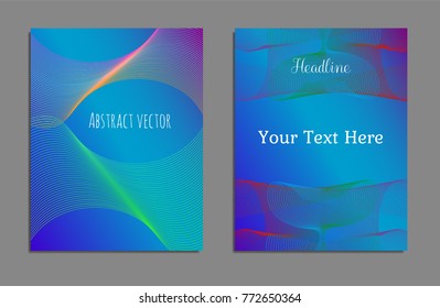 Cover design template set with abstract lines modern different color gradient style on background for decoration presentation, brochure, catalog, poster, book, magazine etc. Vector Illustration.