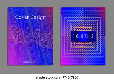 Cover design template set with abstract lines modern different color gradient style on background for decoration presentation, brochure, catalog, poster, book, magazine etc. Vector Illustration.