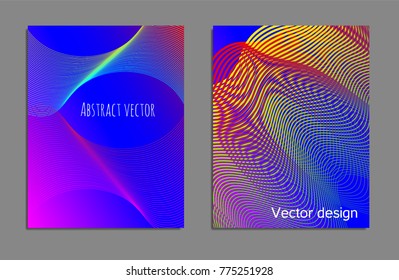 Cover design template set with abstract lines modern different color gradient style on background for decoration presentation, brochure, catalog, poster, book, magazine etc. Vector Illustration.
